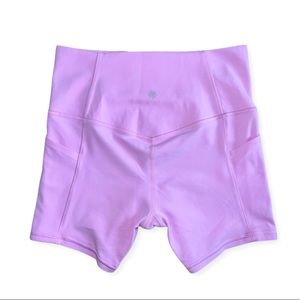 Athleta Salutation Stash Pocket 5 inch Biker Shorts Size Small in Quartz Pink